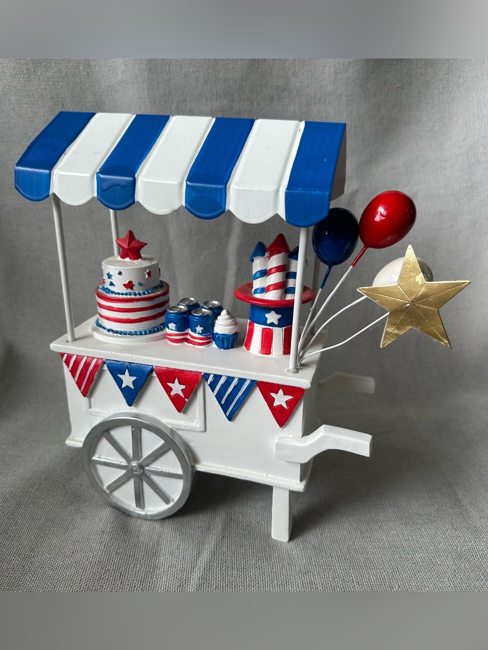 Patriotic 4th of July Red White Blue Food Stand Cart Decor